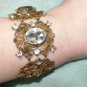 VTG Rhinestone & Crystal Ant. GP Transitional Period Bracelet Retro